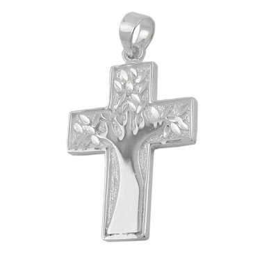 Anhänger Kreuz mit Lebensbaum glänzend 925 Sterlingsilber