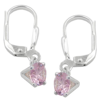 Ohrhänger Ohrringe Brisur Konusform Zirkonia pink 925 Sterlingsilber