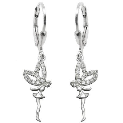 Ohrhänger Ohrringe Brisur Elfe mit Zirkonias rhodiniert glänzend 925 Sterlingsilber