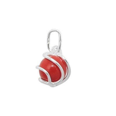Anhänger aufgearbeitete Koralle rot matt umwickelt 925 Sterlingsilber