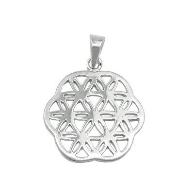 Anhänger Blume des Lebens glänzend rhodiniert 925 Sterlingsilber