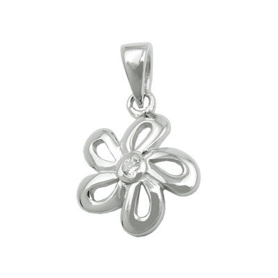 Anhänger Blume mit Zirkonia glänzend rhodiniert 925 Sterlingsilber