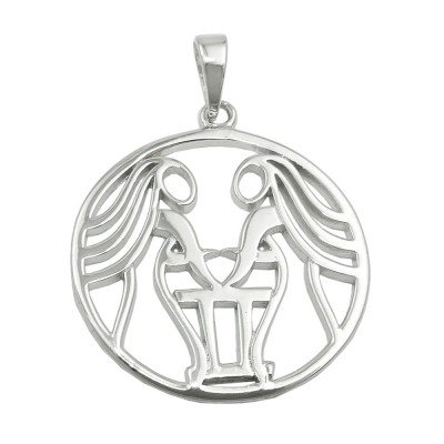 Anhänger Sternzeichen Zwilling glänzend rhodiniert 925 Sterlingsilber