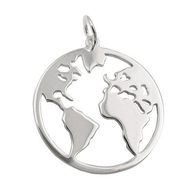 Anhänger Weltatlas glänzend 925 Sterlingsilber
