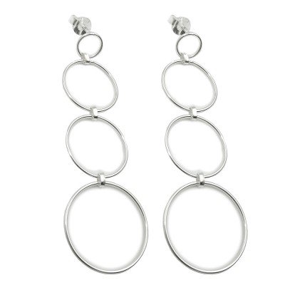 Ohrstecker Ohrring Ohrhänger 4 Ringe beweglich 925 Sterlingsilber