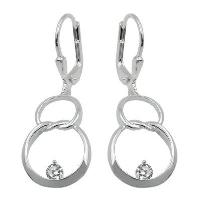 Ohrringe mit Klappbügel Brisur Doppelkreis Acht mit Zirkonia glänzend 925 Sterlingsilber