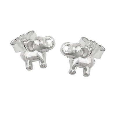 Ohrring Stecker kleiner Elefant glänzend 925 Silber