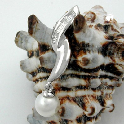 Anhänger Zirkonia und Perle 925 Sterlingsilber