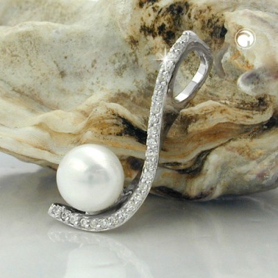 Anhänger Zirkonia und Perle 925 Sterlingsilber
