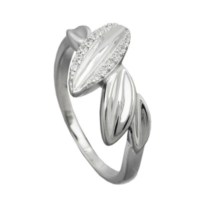 Ring mit Zirkonias glänzend rhodiniert 925 Silber Größe 54