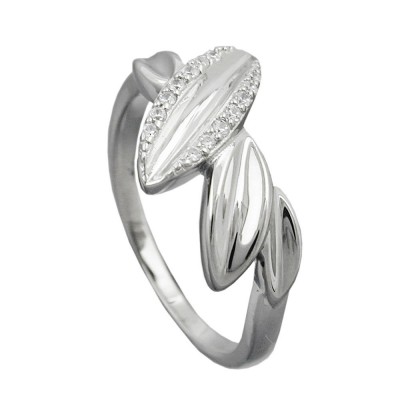Ring mit Zirkonias glänzend rhodiniert 925 Silber Größe 56