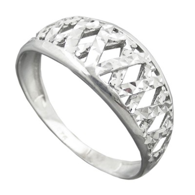 Ring Muster ausgestanzt glänzend diamantiert rhodiniert 925 Silber Größe 59