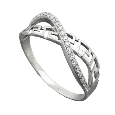 Ring mit Zirkonias 13mm 925 Silber Größe 59