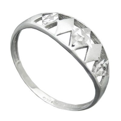 Ring Muster ausgestanzt matt-glänzend diamantiert rhodiniert 925 Silber Größe 56
