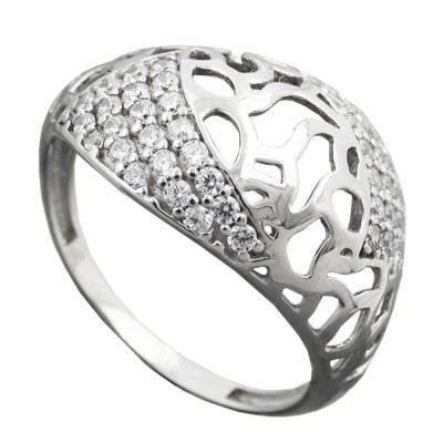 Ring mit vielen Zirkonias glänzend 925 Silber Größe 55