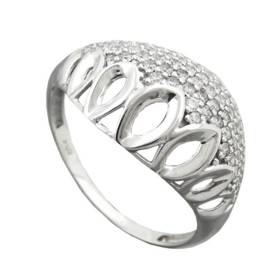 Ring mit vielen Zirkonias glänzend rhodiniert 925 Silber Größe 54