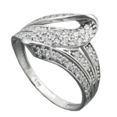 Ring mit vielen Zirkonias glänzend rhodiniert 925 Silber Größe 57