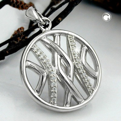 Anhänger rund mit Zirkonias 925 Sterlingsilber