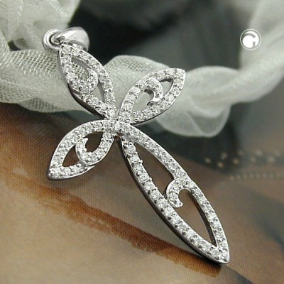 Anhänger Kreuz mit Zirkonias 925 Sterlingsilber