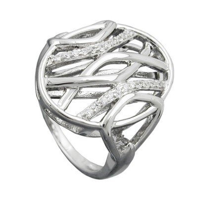 Ring mit vielen Zirkonias glänzend rhodiniert 925 Silber Größe 58