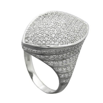 Ring mit vielen Zirkonias rhodiniert 925 Silber Größe 60