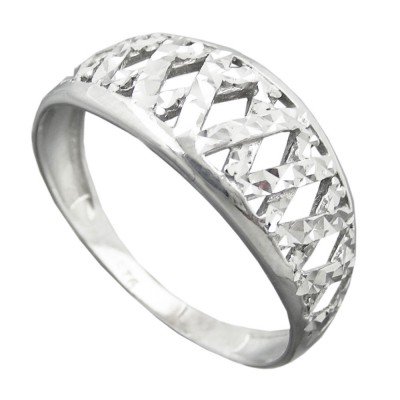 Ring Muster ausgestanzt glänzend diamantiert rhodiniert 925 Silber Größe 56