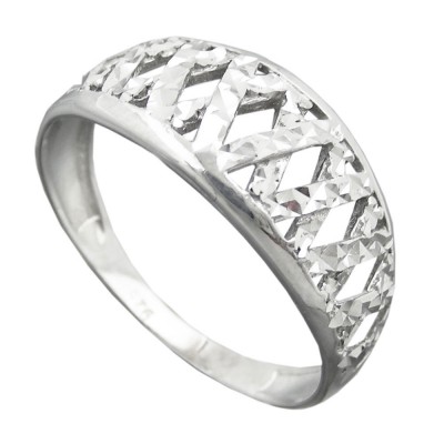Ring Muster ausgestanzt glänzend diamantiert rhodiniert 925 Silber Größe 58