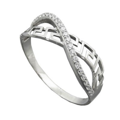 Ring mit vielen Zirkonias glänzend rhodiniert 925 Silber Größe 58