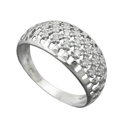 Ring mit vielen Zirkonias glänzend rhodiniert 925 Silber Größe 56