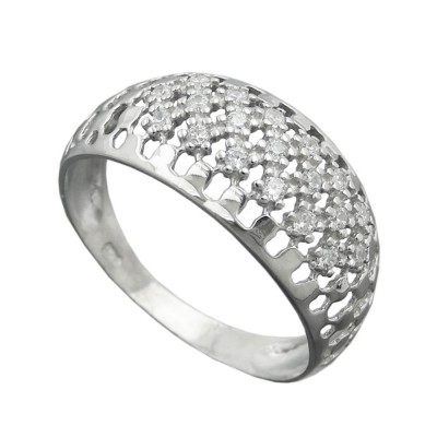 Ring mit Zirkonias 13mm 925 Silber Größe 58