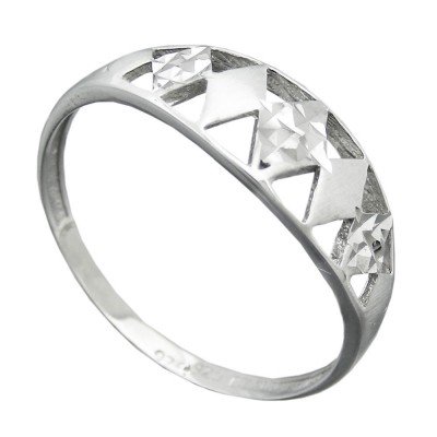 Ring Muster ausgestanzt matt-glänzend diamantiert rhodiniert 925 Silber Größe 59