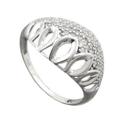 Ring mit vielen Zirkonias glänzend rhodiniert 925 Silber Größe 57