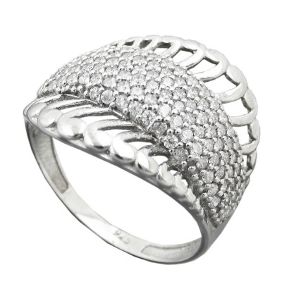 Ring mit vielen Zirkonias glänzend rhodiniert 925 Silber Größe 60